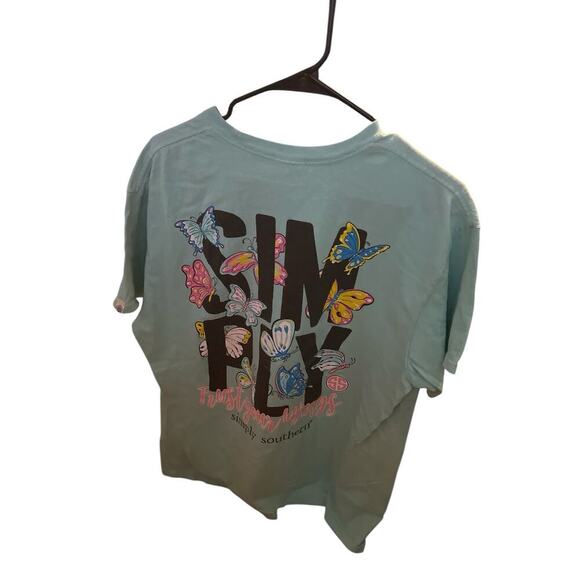 SIMPLY SOUTHERN SIZE LARGE TEAL COLOR TEE BUTTERFLIES - Picture 2 of 2